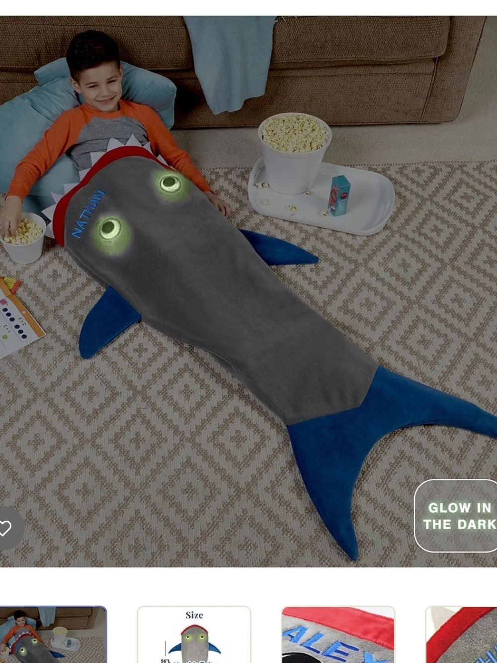 Blankie Tails Baby Shark Blanket Grey Blue